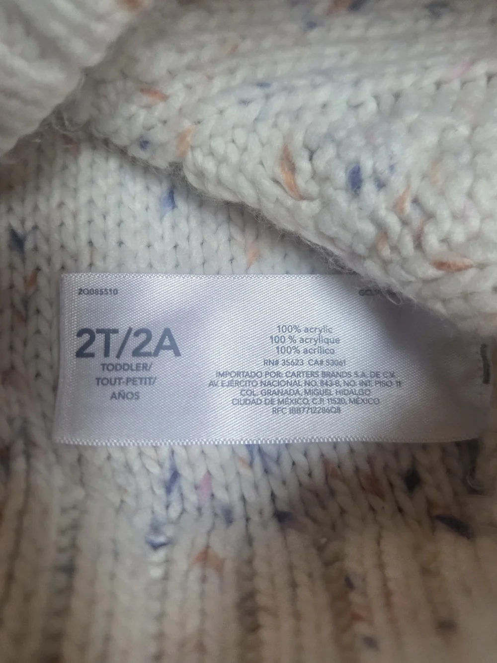 OshKosh B'gosh SOFT Toddler Cream Speckled Cable Knit Crewneck Sweater ~ Bin 1B